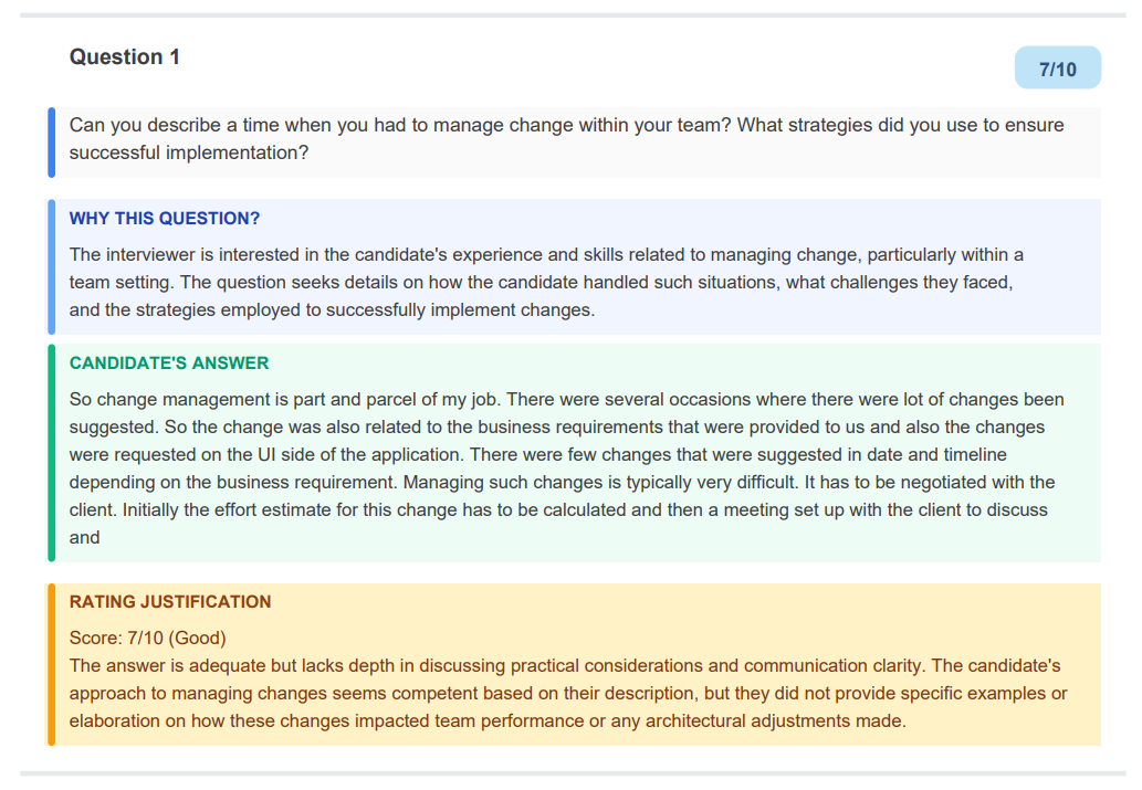 Answer Evaluation View